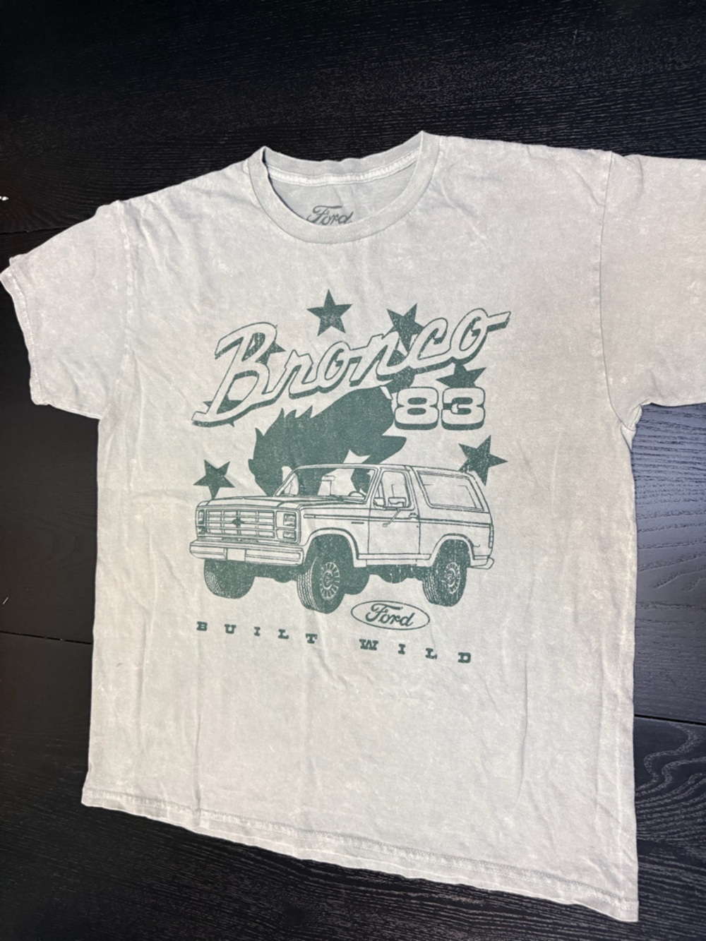 Ford Men’s Short Sleeve Tee in Light Gray with Green Graphic